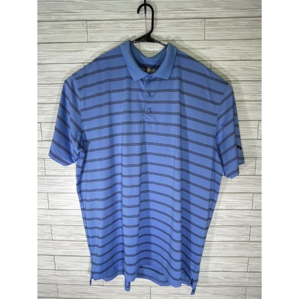 Callaway Golf Polo Shirt Opti Dri Performance Blue Striped Shirt Mens Sz XXL